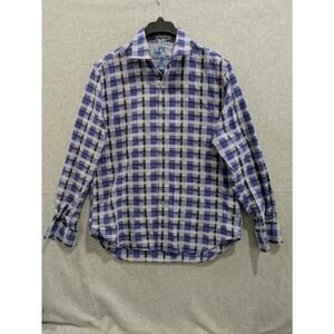 Robert Graham Shirt Men's Large Blue‎ Plaid Button Down Checkered Long Sleeve